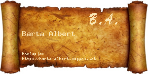 Barta Albert névjegykártya
