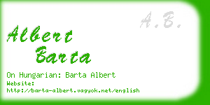 albert barta business card